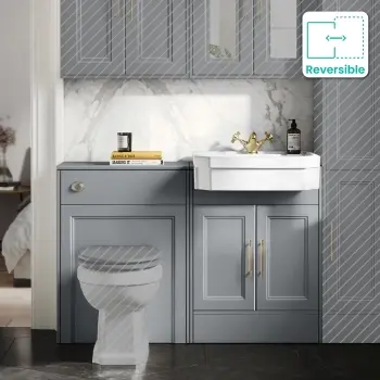 Monaco Dove Grey Traditional Basin Vanity and Toilet Unit 1200mm (No Toilet) - Knurled Handles