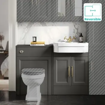 Monaco Graphite Grey Traditional Basin Vanity and Toilet Unit 1200mm (No Toilet) - Knurled Handles
