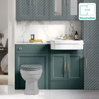 Monaco Midnight Green Vanity Traditional Basin Marble Top 1200mm (No Toilet) - Knurled Handles