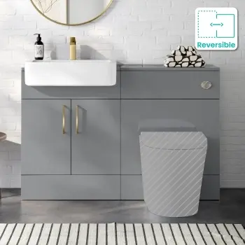 Harper Stone Grey Basin Vanity and Toilet Unit 1200mm (Excludes Toilet) - Brushed Brass Accents