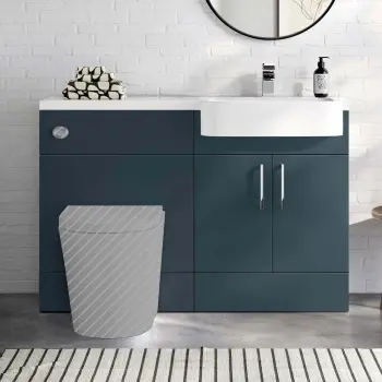 Harper Navy Blue Basin Vanity and Back To Wall Toilet Unit 1200mm (Excludes Toilet) - Right Handed