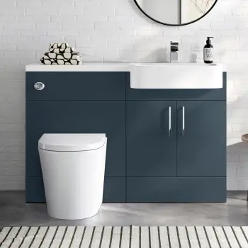 Harper Navy Blue Combination Vanity Basin and Boston Toilet 1200mm - Right Handed