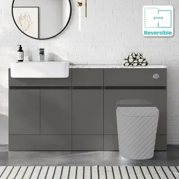 Foster Tungsten Grey Combination Vanity Basin with Marble Top 1500mm - Excludes Toilet