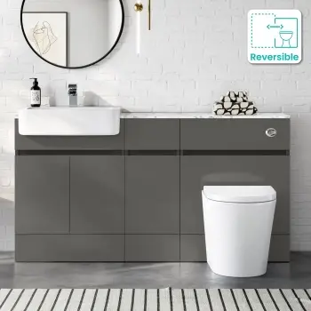 Foster Tungsten Grey Combination Vanity Basin with Marble Top & Boston Toilet 1500mm