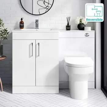 Mersey Gloss White Combination Vanity Basin and Miami Toilet 1100mm