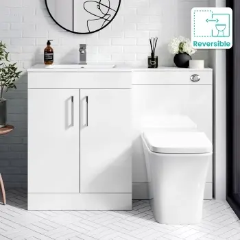 Mersey Gloss White Combination Vanity Basin and Houston Toilet 1100mm