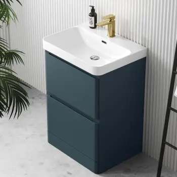 Corsica Inky Blue Basin Drawer Vanity 600mm