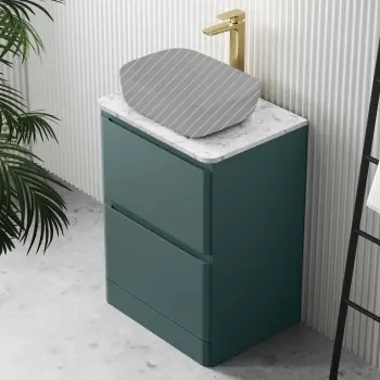 Corsica Midnight Green Drawer Vanity with Marble Top 600mm - Excludes Counter Top Basin