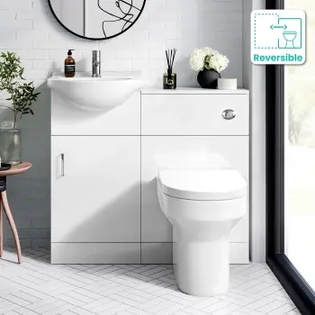 Quartz Gloss White Combination Vanity Basin and Denver Toilet 950mm