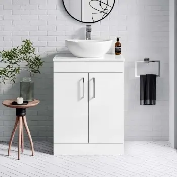 Mersey Gloss White Vanity with Oval Basin 600mm