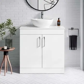 Mersey Gloss White Vanity with Oval Basin 800mm