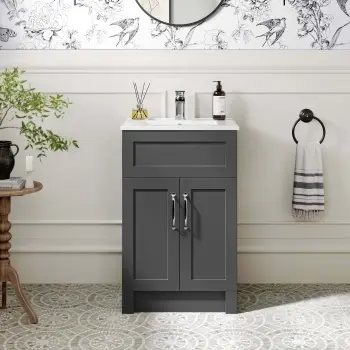 Milos Slate Grey Basin Vanity 500mm - Traditional Handles