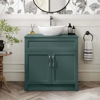Milos Mystic Green Vanity with Oval Basin 800mm - Traditional Handles