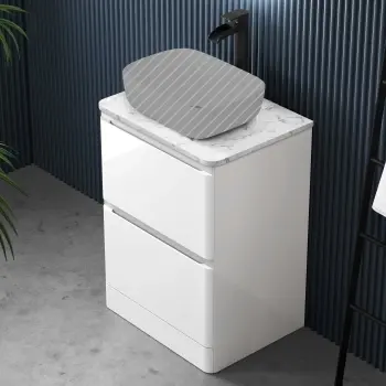 Corsica Gloss White Drawer Vanity with Marble Top 600mm - Excludes Counter Top Basin