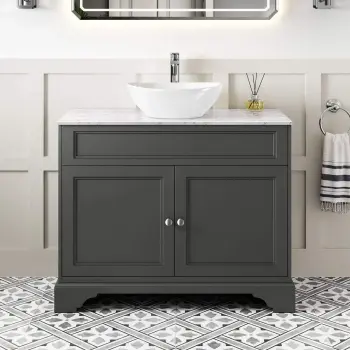 Lucia Graphite Grey Vanity with Marble Top & Oval Counter Top Basin 1030mm