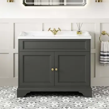 Lucia Graphite Grey Basin Vanity 1030mm - Brushed Brass Accents