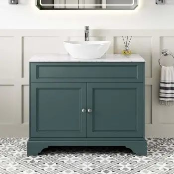 Lucia Midnight Green Vanity with Marble Top & Oval Counter Top Basin 1030mm
