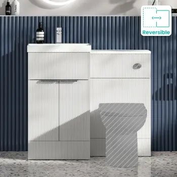 Havana Fluted Coastal White Basin Vanity and Toilet Unit 1000mm (No Toilet) - Chrome Handles