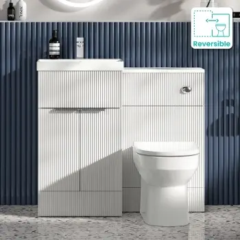 Havana Fluted Coastal White Combination Vanity Basin and Miami Toilet 1000mm - Chrome Handles