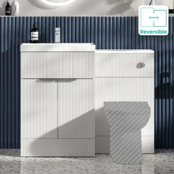Havana Fluted Coastal White Basin Vanity and Toilet Unit 1100mm (No Toilet) - Chrome Handles
