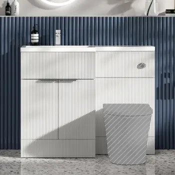 Havana Fluted Coastal White Basin Vanity and Toilet Unit 1100mm (No Toilet) - Chrome Handles - Left