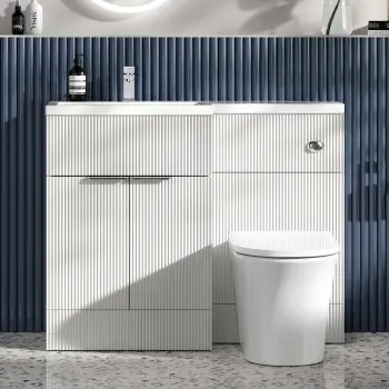 Havana Fluted Coastal White Vanity Basin and Tucson Toilet 1100mm - Chrome Handles - Left Handed