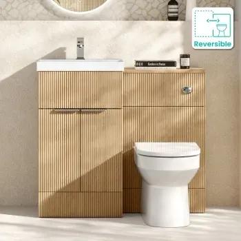 Havana Fluted Country Oak Combination Vanity Basin and Miami Toilet 1000mm - Chrome Handles