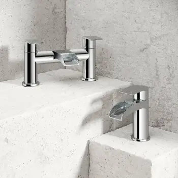 Eden Chrome Waterfall Basin & Bath Mixer Tap Set