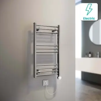 Barcelona Electric Chrome Straight Heated Towel Rail 800x400mm