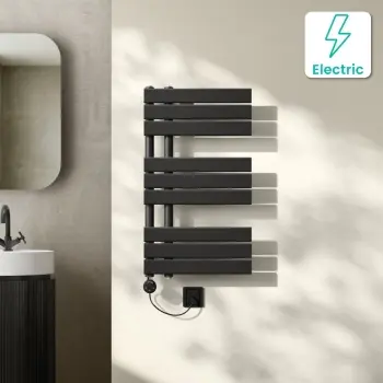 Seville Electric Matt Black Designer Flat Panel Heated Towel Rail 800x450mm