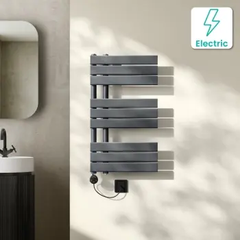 Seville Electric Anthracite Designer Flat Panel Heated Towel Rail 800x450mm