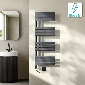 Seville Electric Anthracite Designer Flat Panel Heated Towel Rail 1200x450mm