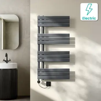 Seville Electric Anthracite Designer Flat Panel Heated Towel Rail 1200x600mm