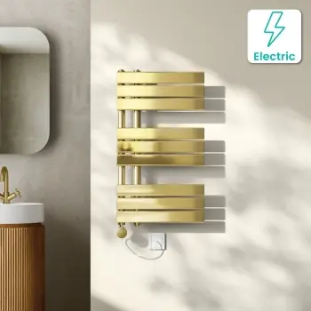Seville Electric Brushed Brass Designer Flat Panel Heated Towel Rail 800x450mm