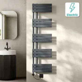 Seville Electric Anthracite Designer Flat Panel Heated Towel Rail 1600x450mm