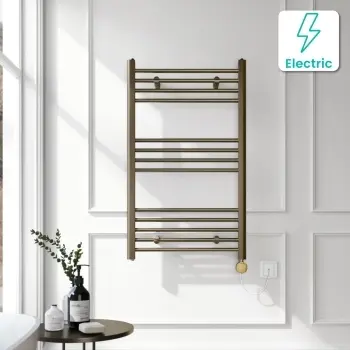 Barcelona Electric Antique Gold Straight Heated Towel Rail 1000x600mm