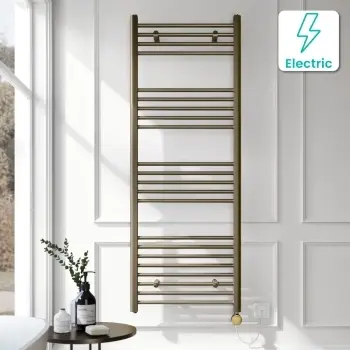 Barcelona Electric Antique Gold Straight Heated Towel Rail 1600x600mm