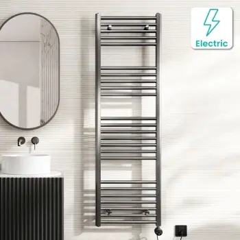 Naples Electric Premium Brushed Gunmetal Straight Heated Towel Rail 1600x500mm