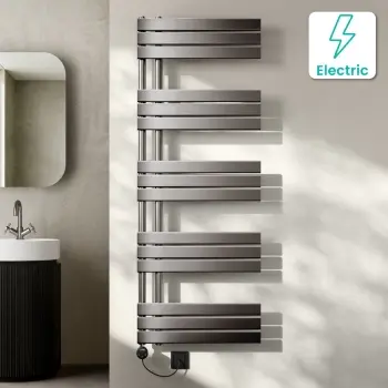 Seville Electric Brushed Gunmetal Designer Flat Panel Heated Towel Rail 1600x600mm