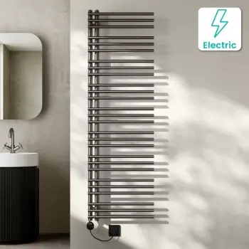 Cannes Electric Brushed Gunmetal Designer Heated Towel Rail 1600x500mm