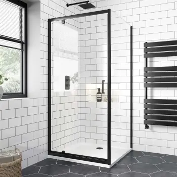 London Matt Black 6mm Pivot Shower Enclosure 900x900mm