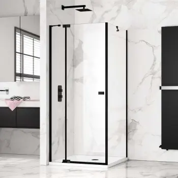 Vienna Matt Black Easy Clean 8mm Hinged Shower Enclosure 900x900mm