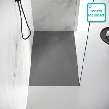 Berlin Rectangular Dark Grey Slate Effect SMC Composite Shower Tray 1400x800mm