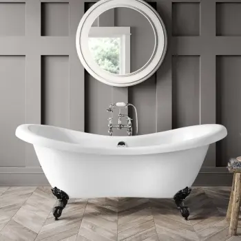 Tonbridge 1750mm Roll Top Bath - Black Ball Feet