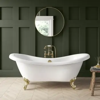 Tonbridge 1600mm Roll Top Bath - Brushed Brass Ball Feet