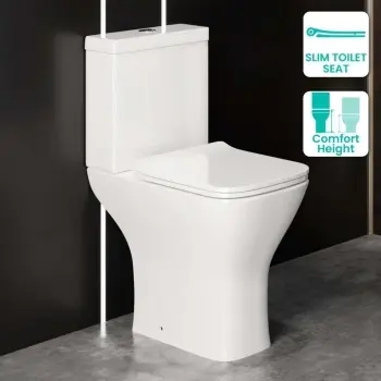 Atlanta Comfort Close Coupled Toilet With Soft Close Slim Seat