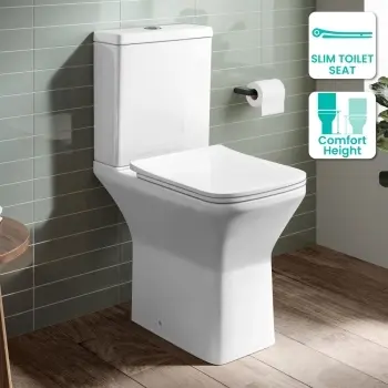 Dallas Rimless Comfort Height Close Coupled Toilet With Slim Soft Close Seat
