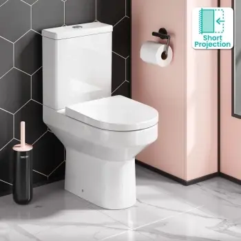 Denver Short Projection Rimless Close Coupled Toilet With Soft Close Seat