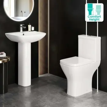 Atlanta Comfort Close Coupled Toilet & Pedestal Basin Set