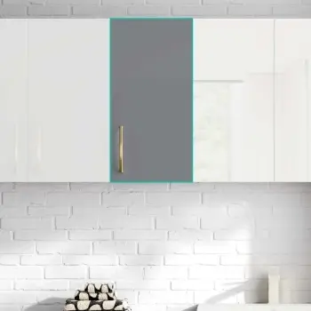 Harper Stone Grey Wall Hung Cabinet 600x300mm - Brushed Brass Accents